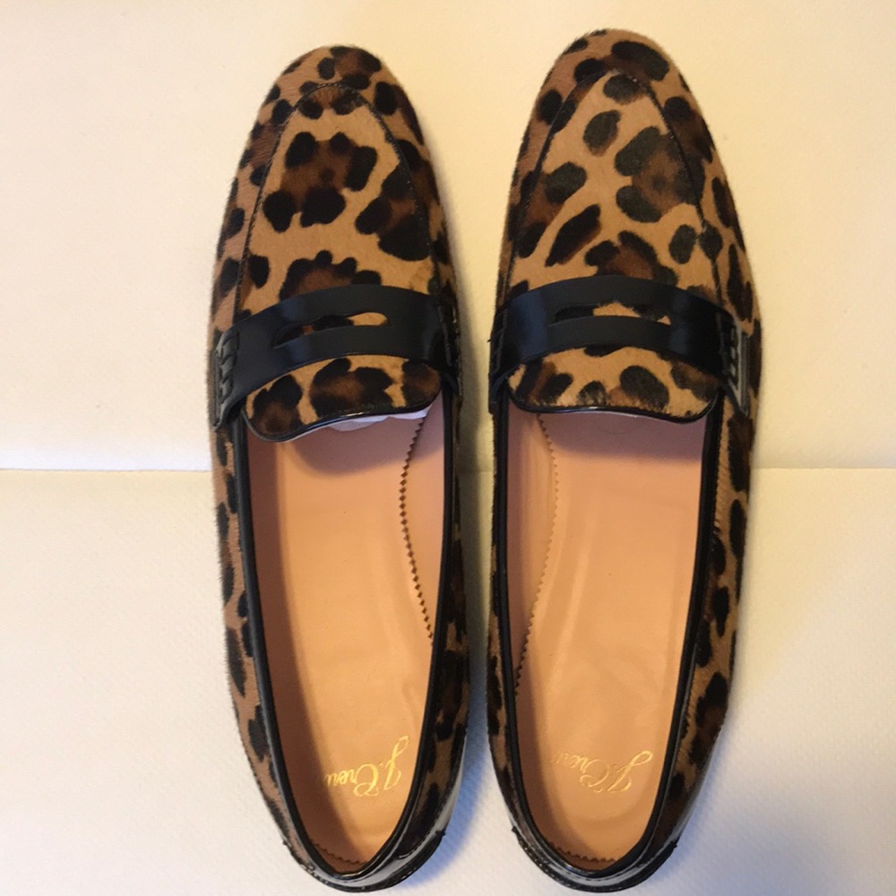 J. Crew Leopard Print Loafers with Black Trim